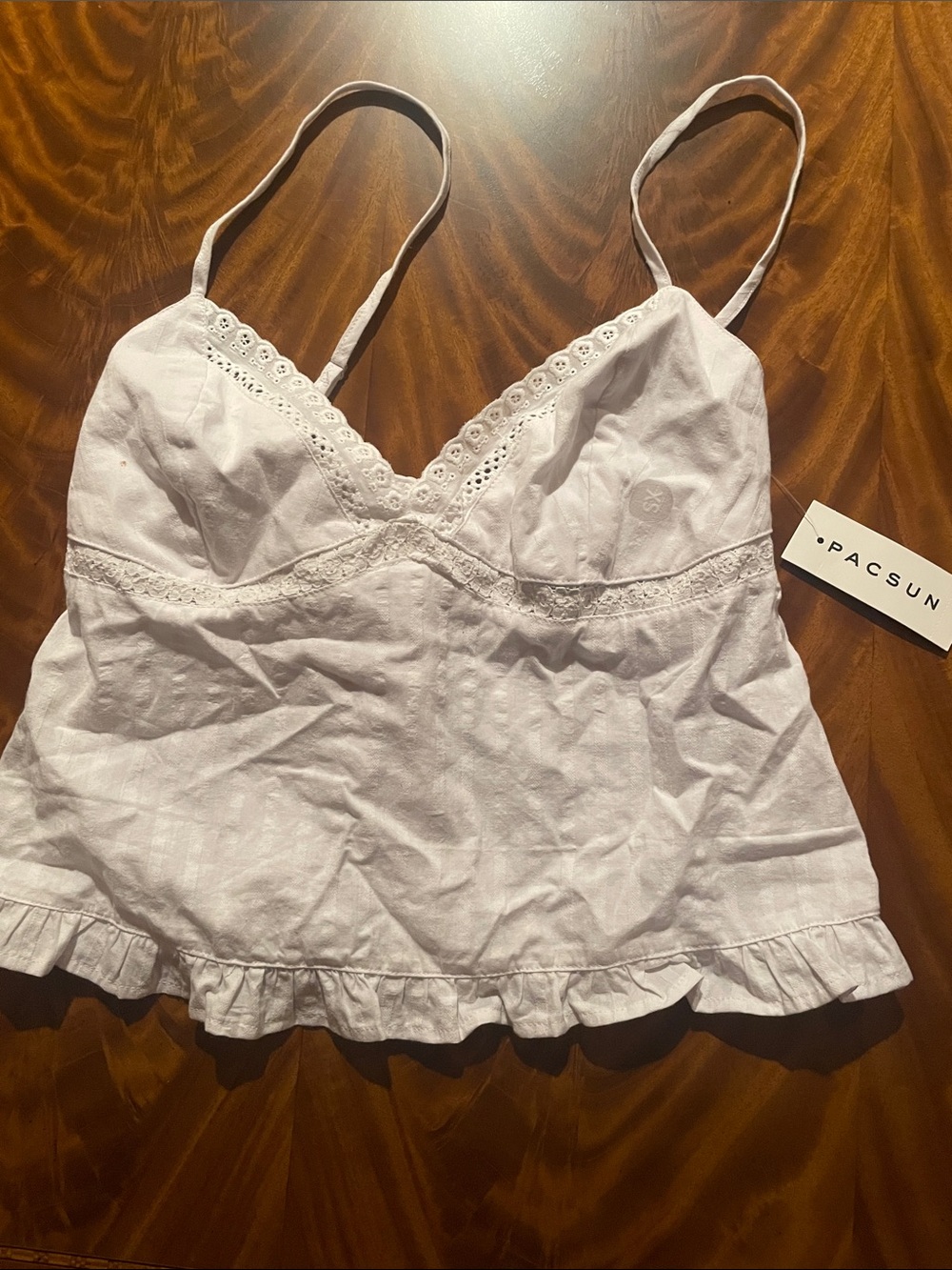 PacSun White Eyelet Ruffle Cami